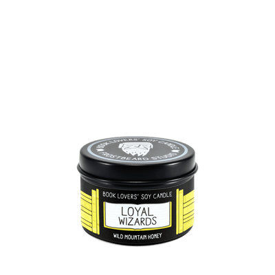 Loyal Wizards  -  2 oz Tin  -  Book Lovers' Soy Candle  -  Frostbeard Studio