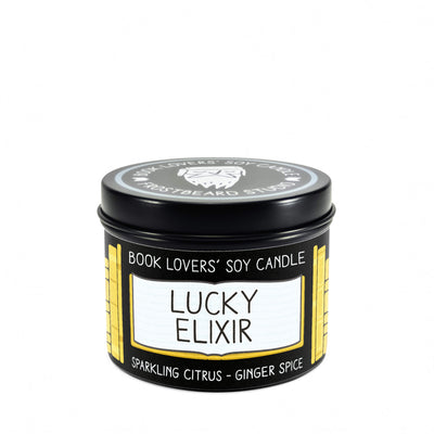Lucky Elixir - 4 oz Tin - Book Lovers' Soy Candle - Frostbeard Studio
