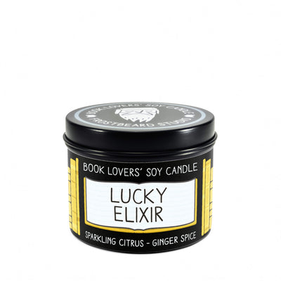 Lucky Elixir  -  4 oz Tin  -  Book Lovers' Soy Candle  -  Frostbeard Studio