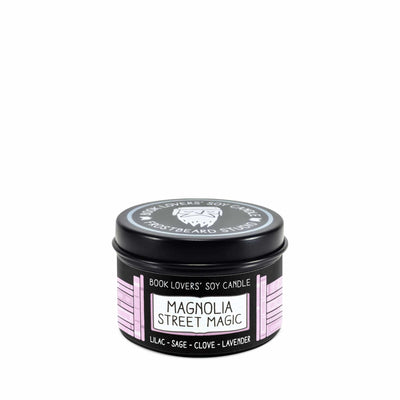 Magnolia Street Magic - 2 oz Tin - Book Lovers' Soy Candle - Frostbeard Studio