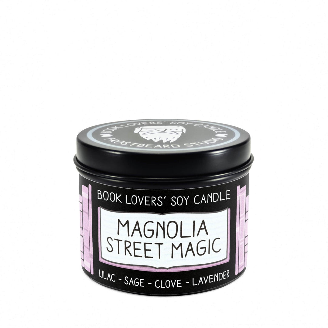 Magnolia Street Magic  -  4 oz Tin  -  Book Lovers' Soy Candle  -  Frostbeard Studio