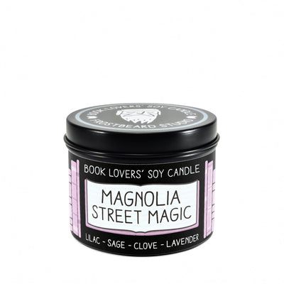 Magnolia Street Magic - 4 oz Tin - Book Lovers' Soy Candle - Frostbeard Studio