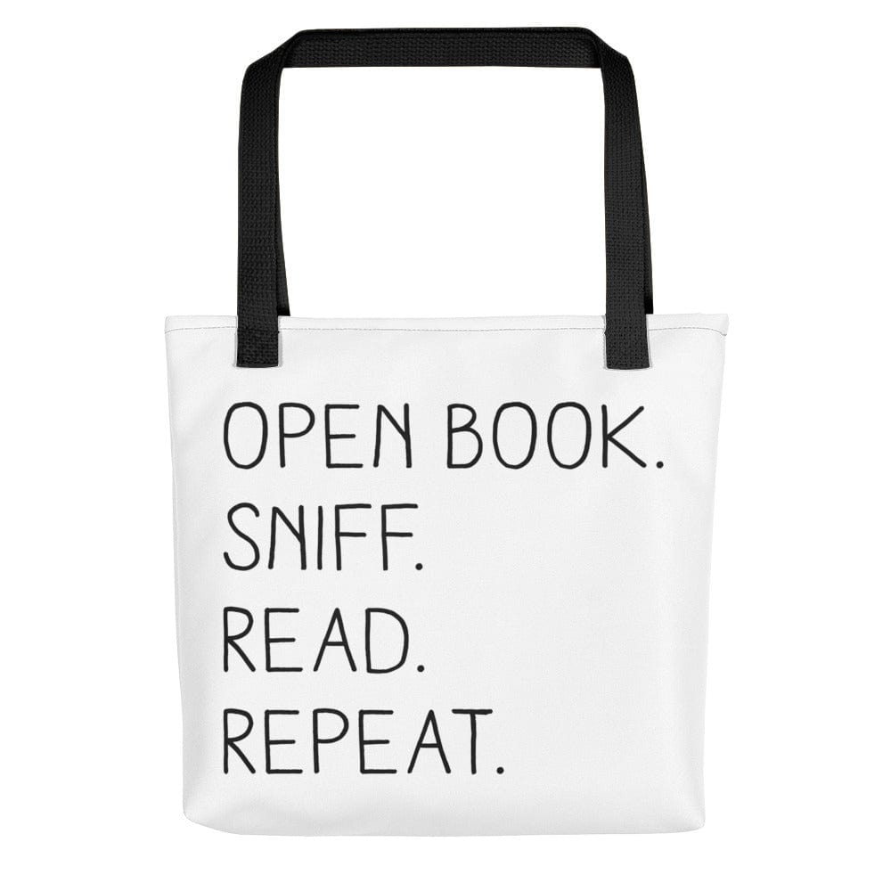 “Open Book. Sniff. Read. Repeat.” - Tote Bag  -  Black  -  Tote Bag  -  Frostbeard Studio