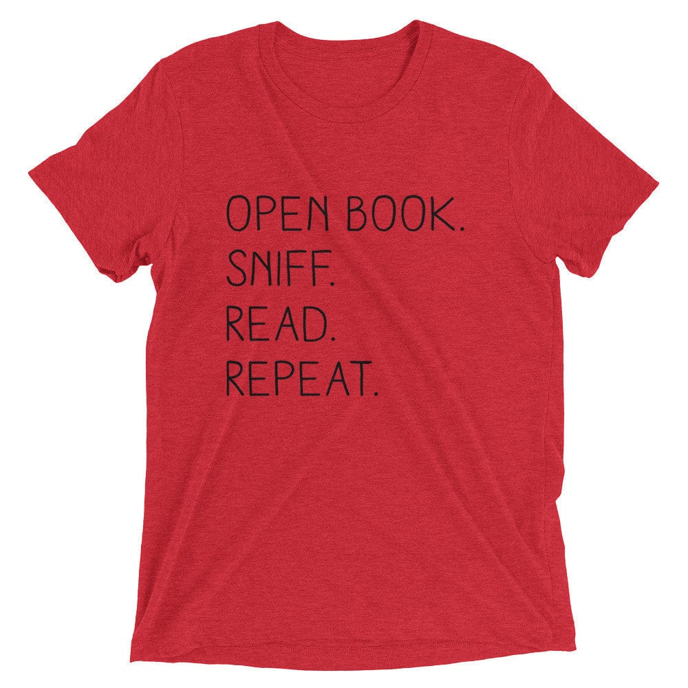 “Open Book. Sniff. Read. Repeat.” - T-Shirt - Red Triblend / XS - T-Shirt - Frostbeard Studio