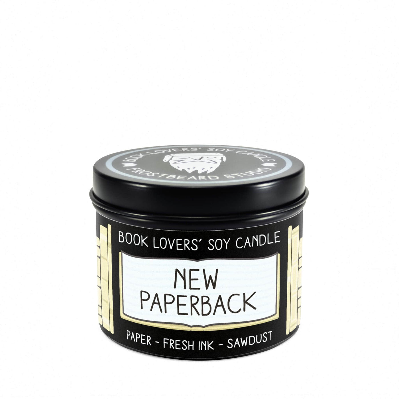 New Paperback  -  4 oz Tin  -  Book Lovers' Soy Candle  -  Frostbeard Studio