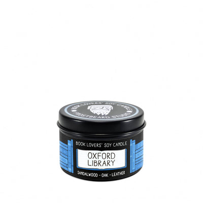 Oxford Library - 2 oz Tin - Book Lovers' Soy Candle - Frostbeard Studio