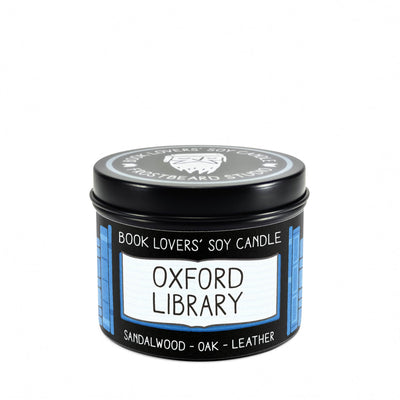 Oxford Library - 4 oz Tin - Book Lovers' Soy Candle - Frostbeard Studio