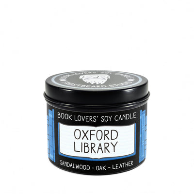 Oxford Library  -  4 oz Tin  -  Book Lovers' Soy Candle  -  Frostbeard Studio