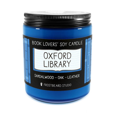 Oxford Library - 8 oz Jar - Book Lovers' Soy Candle - Frostbeard Studio