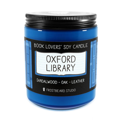 Oxford Library  -  8 oz Jar  -  Book Lovers' Soy Candle  -  Frostbeard Studio