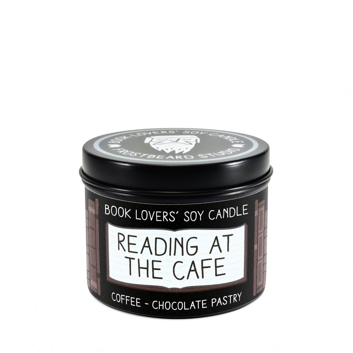 Reading at the Cafe - 4 oz Tin - Book Lovers' Soy Candle - Frostbeard Studio