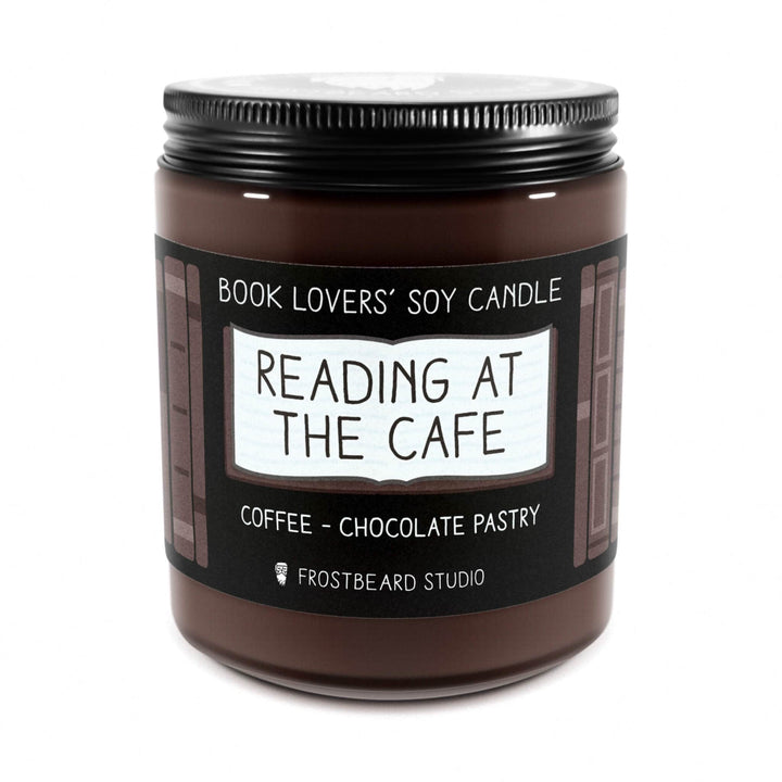 Reading at the Cafe  -  8 oz Jar  -  Book Lovers' Soy Candle  -  Frostbeard Studio