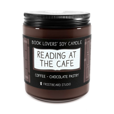 Reading at the Cafe - 8 oz Jar - Book Lovers' Soy Candle - Frostbeard Studio