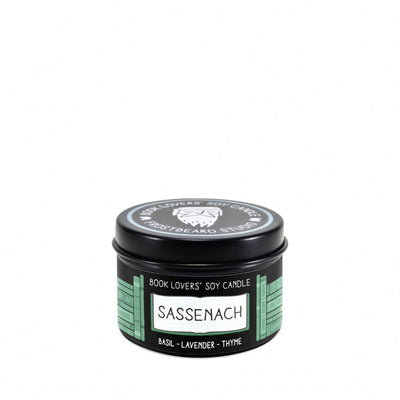 Sassenach - 2 oz Tin - Book Lovers' Soy Candle - Frostbeard Studio