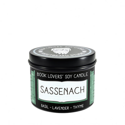 Sassenach - 4 oz Tin - Book Lovers' Soy Candle - Frostbeard Studio