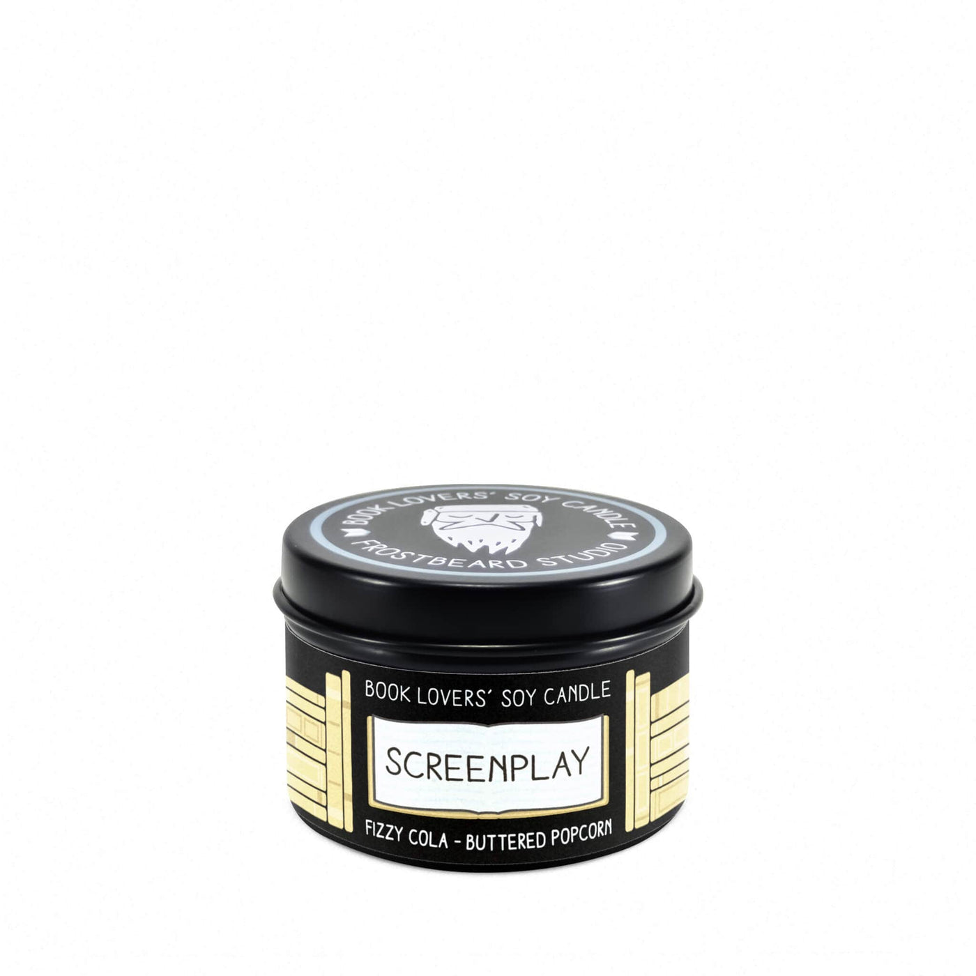 Screenplay - 2 oz Tin - Book Lovers' Soy Candle - Frostbeard Studio
