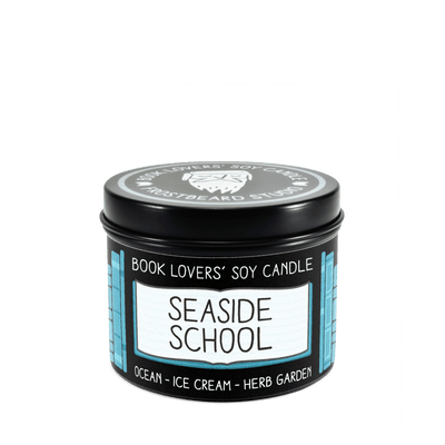 Seaside School  -  4 oz Tin  -  Book Lovers' Soy Candle  -  Frostbeard Studio