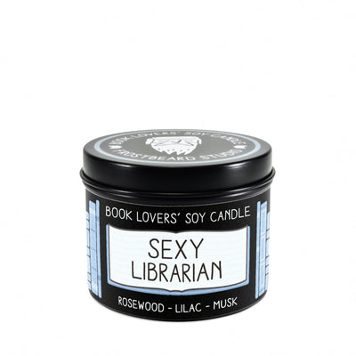Sexy Librarian - 4 oz Tin - Book Lovers' Soy Candle - Frostbeard Studio