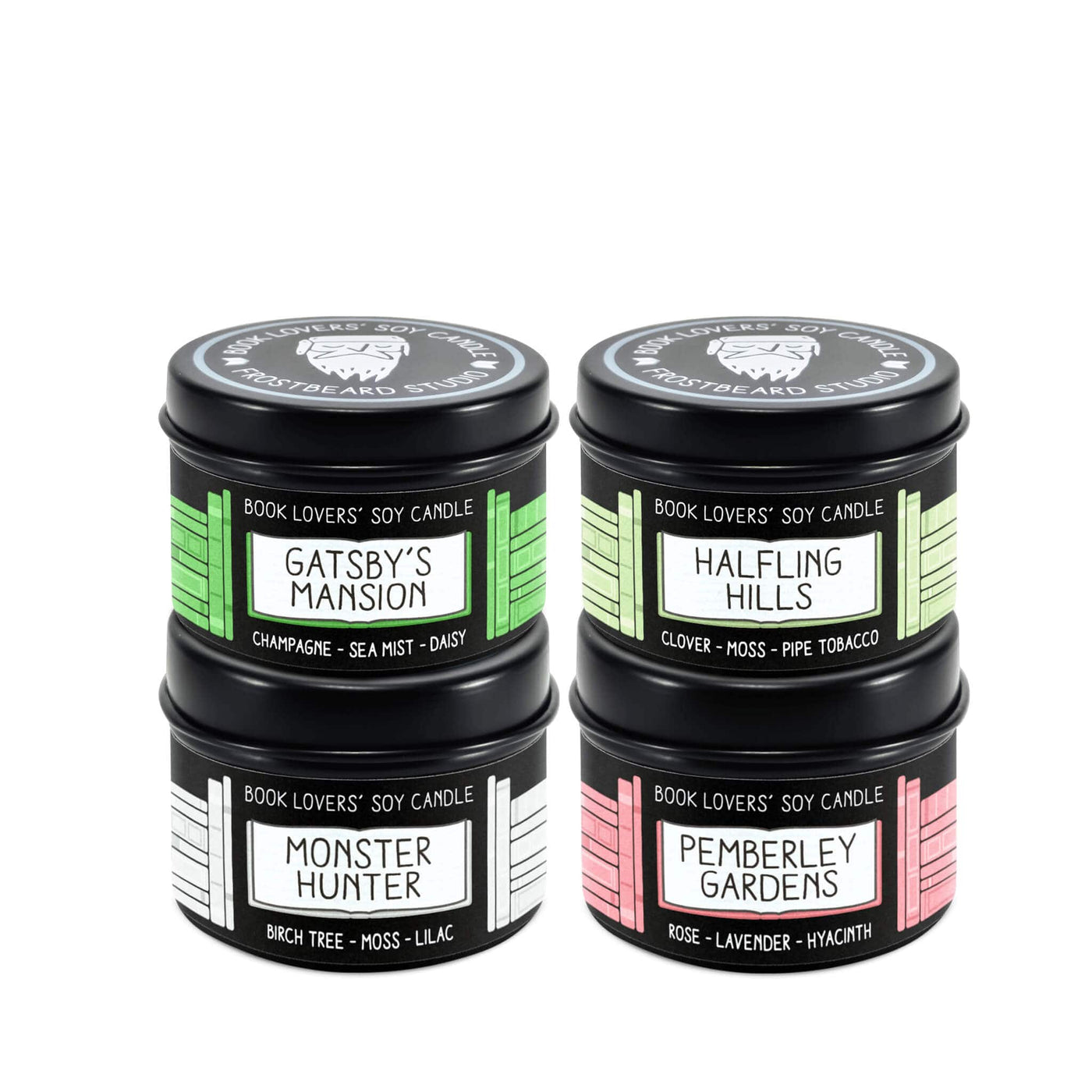 Spring Sample Pack - 2 oz Tins - Book Lovers' Soy Candles - Frostbeard Studio
