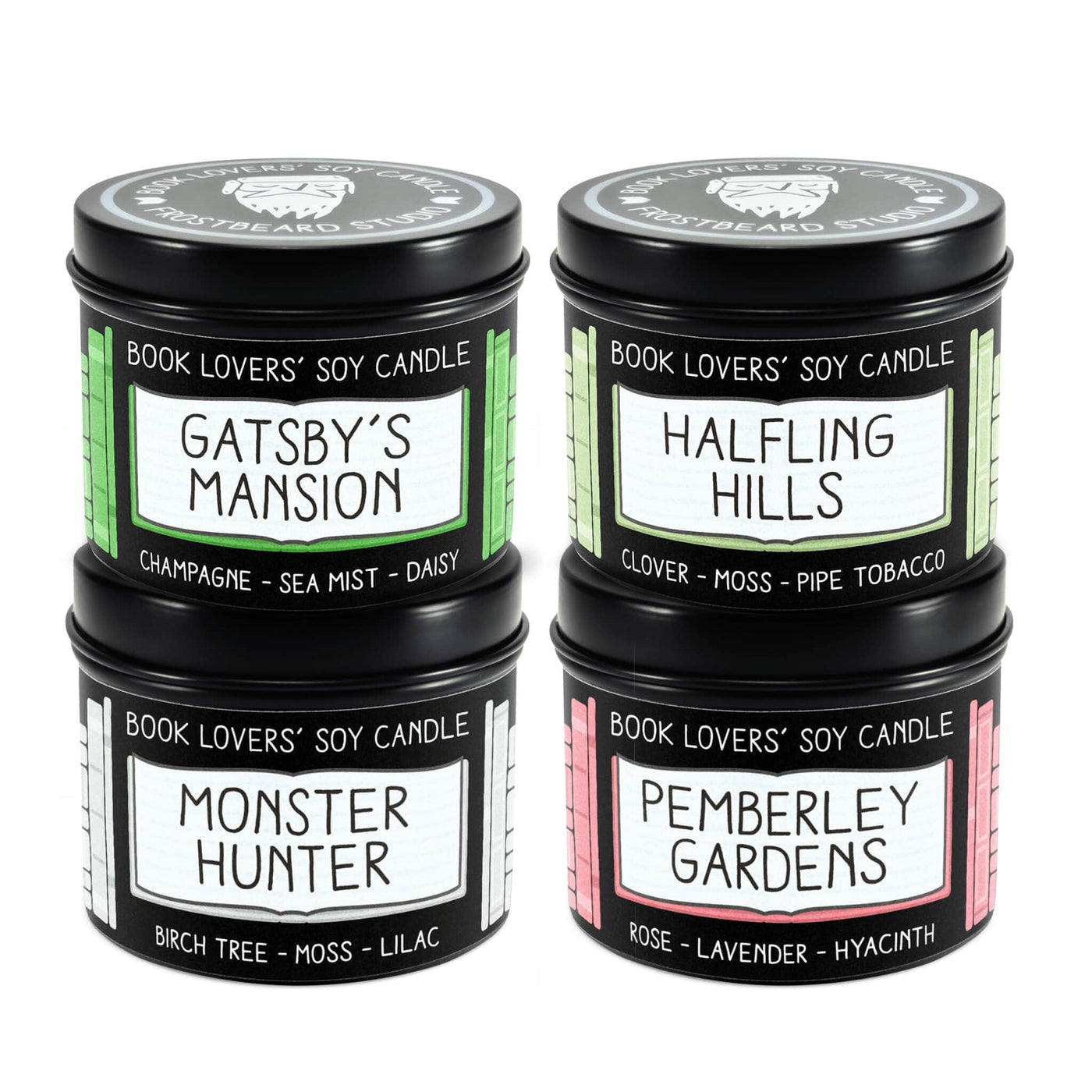 Spring Sample Pack - 4 oz Tins - Book Lovers' Soy Candles - Frostbeard Studio