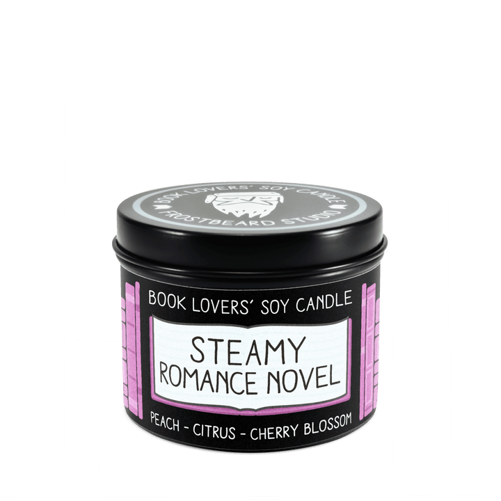 Steamy Romance Novel  -  4 oz Tin  -  Book Lovers' Soy Candle  -  Frostbeard Studio