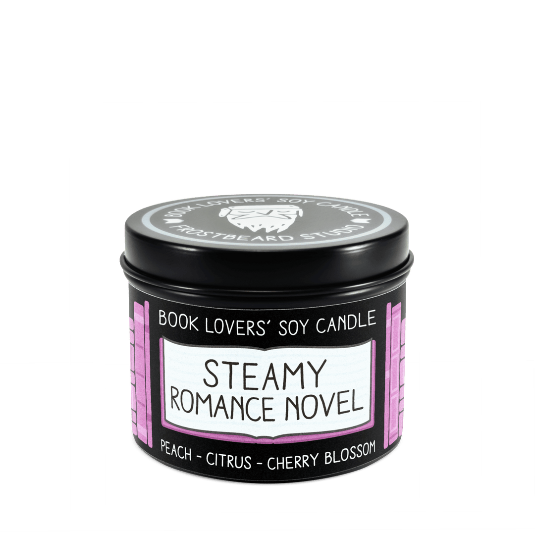 Steamy Romance Novel  -  4 oz Tin  -  Book Lovers' Soy Candle  -  Frostbeard Studio