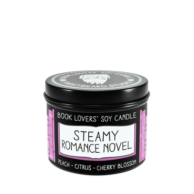 Steamy Romance Novel - 4 oz Tin - Book Lovers' Soy Candle - Frostbeard Studio