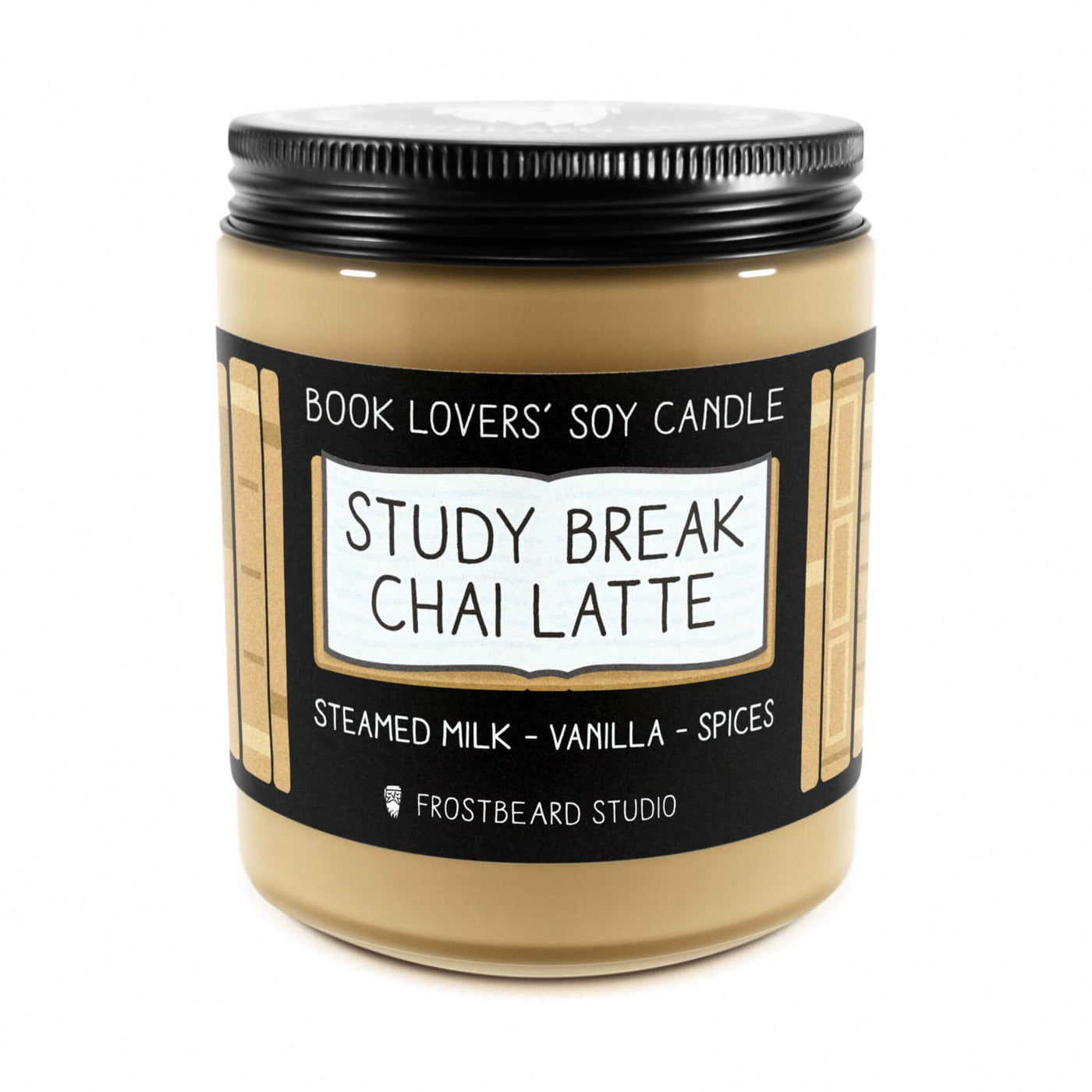 Study Break Chai Latte - 8 oz Jar - Book Lovers' Soy Candle - Frostbeard Studio