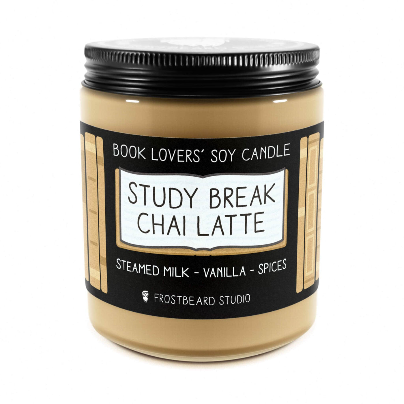Study Break Chai Latte  -  8 oz Jar  -  Book Lovers' Soy Candle  -  Frostbeard Studio