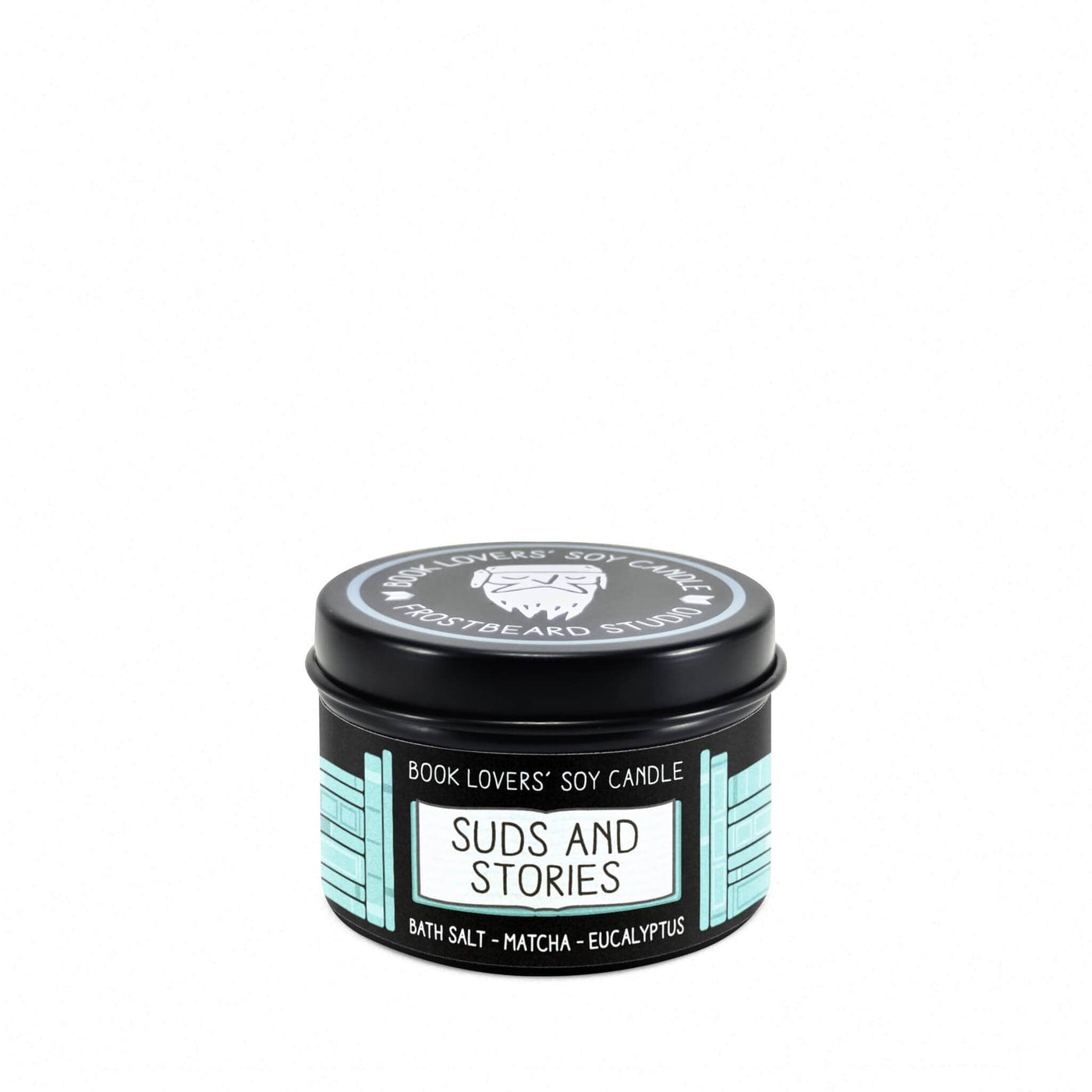 Suds and Stories - 2 oz Tin - Book Lovers' Soy Candle - Frostbeard Studio