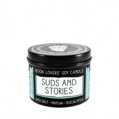 Suds and Stories  -  4 oz Tin  -  Book Lovers' Soy Candle  -  Frostbeard Studio