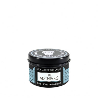 The Archives - 2 oz Tin - Book Lovers' Soy Candle - Frostbeard Studio