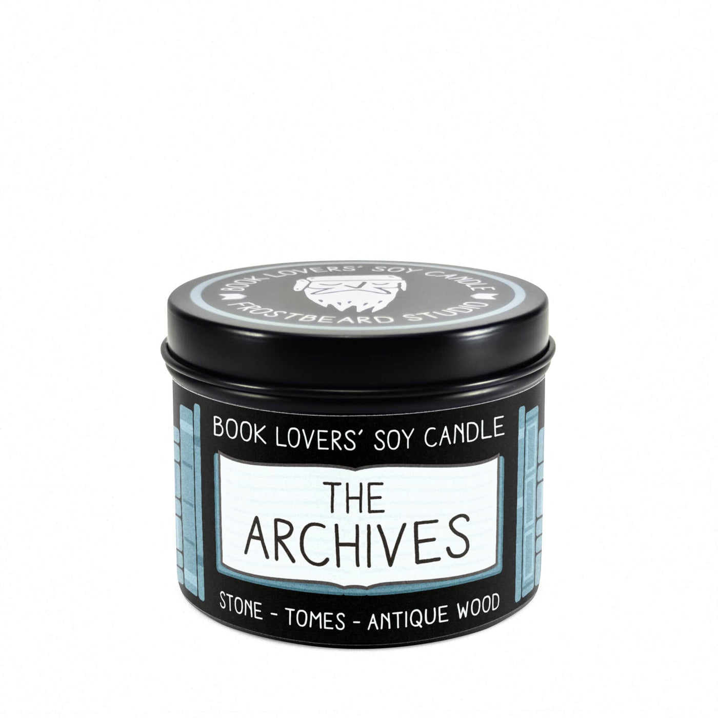 The Archives  -  4 oz Tin  -  Book Lovers' Soy Candle  -  Frostbeard Studio