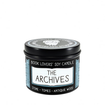 The Archives - 4 oz Tin - Book Lovers' Soy Candle - Frostbeard Studio