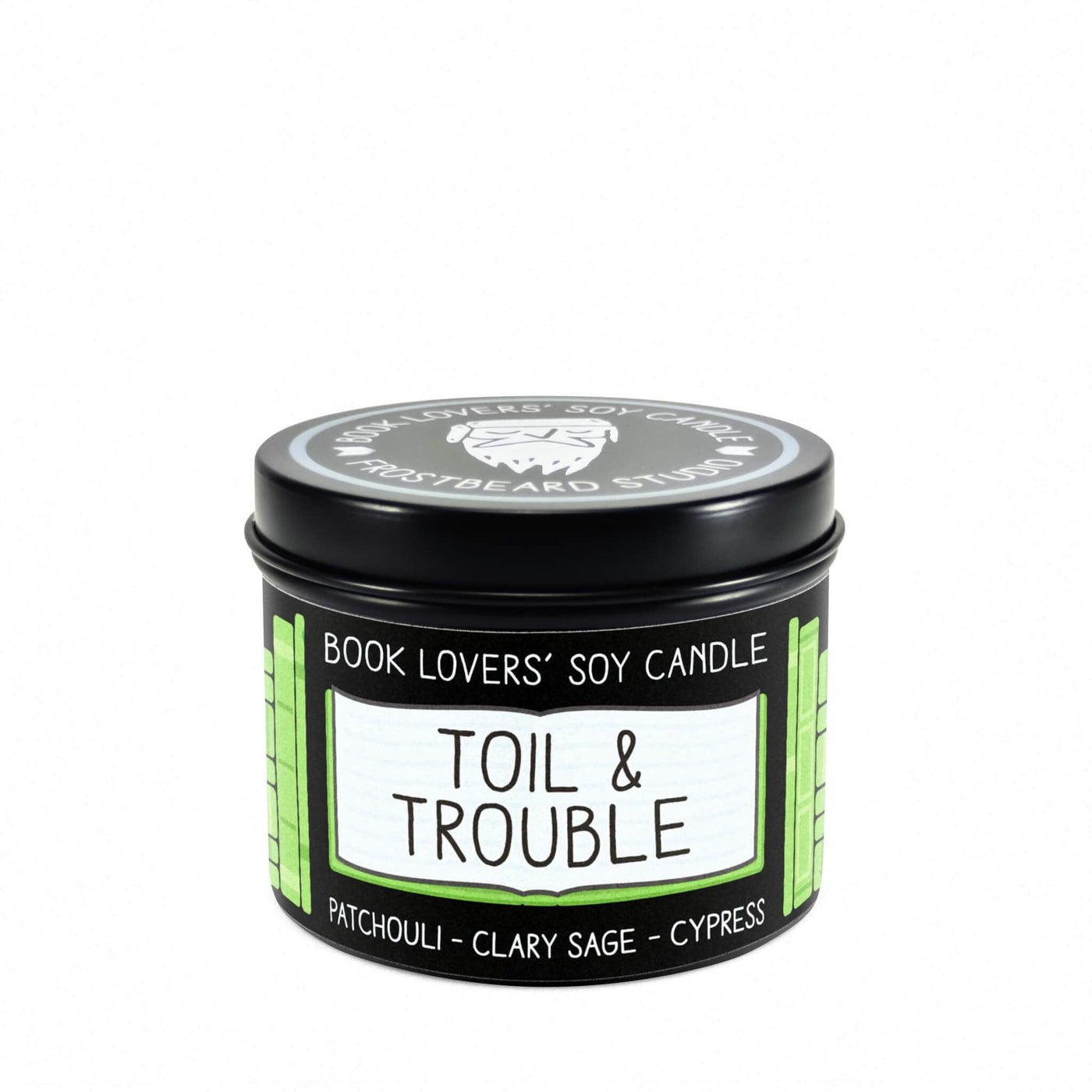 Toil & Trouble  -  4 oz Tin  -  Book Lovers' Soy Candle  -  Frostbeard Studio