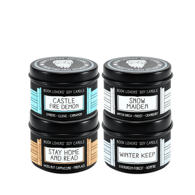 Winter Sample Pack - 2 oz Tins - Book Lovers' Soy Candles - Frostbeard Studio