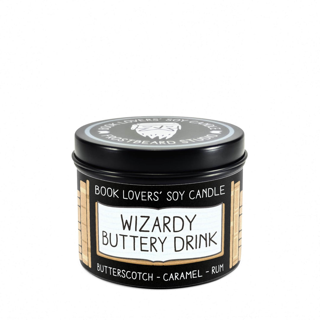 Wizardy Buttery Drink  -  4 oz Tin  -  Book Lovers' Soy Candle  -  Frostbeard Studio